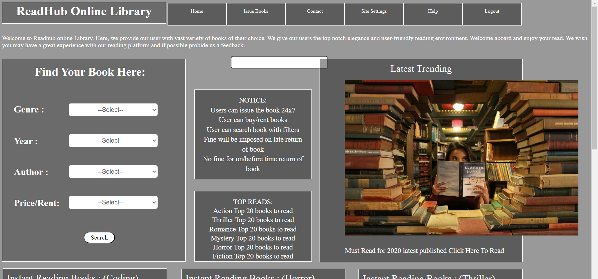 Screenshot of web app